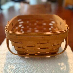 Vintage Handwoven Longaberger 1996 Double Handle Square Basket Signed
